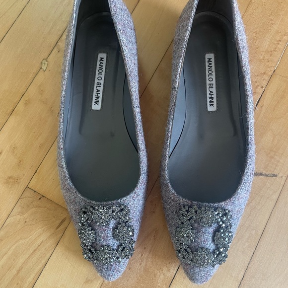 Manolo Blahnik Hangisi Tweed Flat - Picture 1 of 5